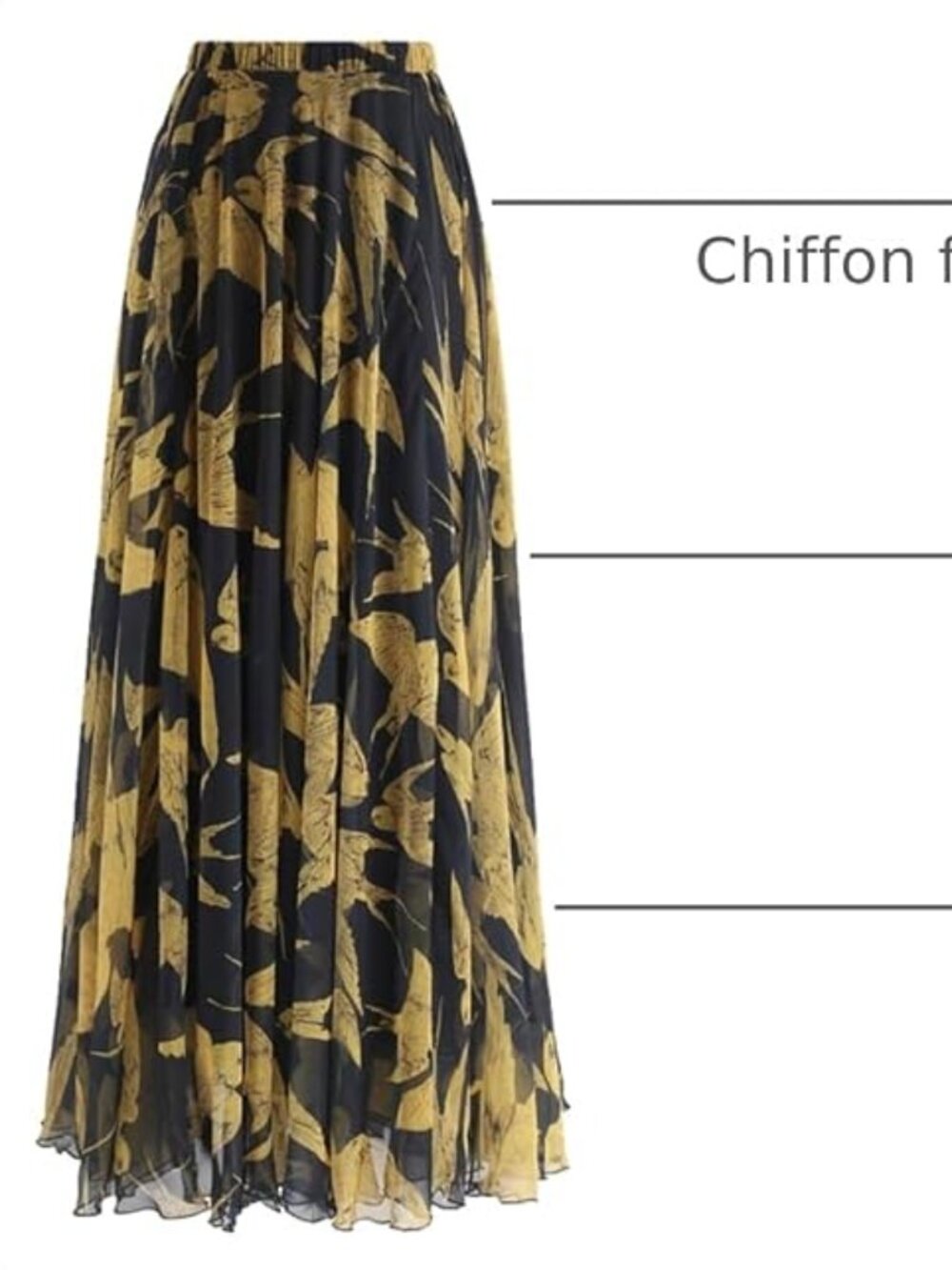 Women's Flowy Maxi Skirt with Swallows (M)